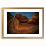 Extra large wall art of Arizona's Coyote Buttes in textured abstract style, with gold frame, ideal for living room decor.