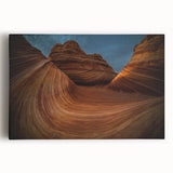 Black and white photograph of Arizona's Coyote Buttes on stretched canvas, ideal for kitchen wall art.