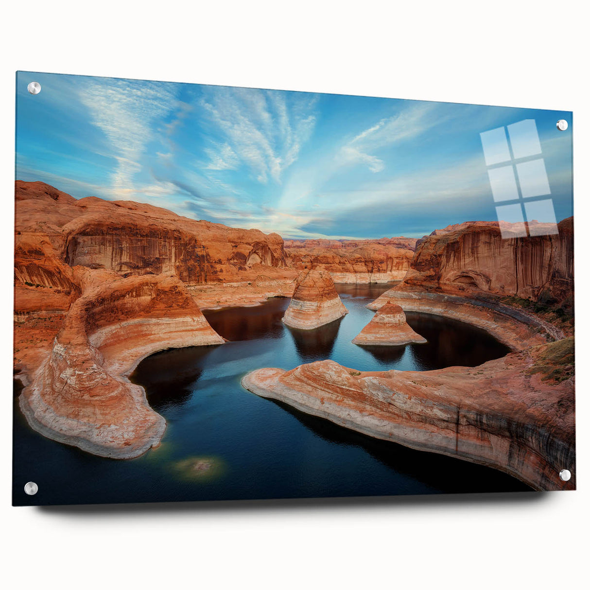 Acrylic print of Glen Canyon, Arizona, in natural earth tones, suitable for bedroom or dining room decor.