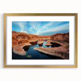 Extra large, textured abstract art print of Glen Canyon, featuring earthy tones on a gold-framed canvas.
