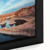 Extra large framed canvas of Glen Canyon in Arizona, featuring textured black wall art with colorful accents.