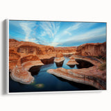 Vintage poster art of Glen Canyon, Arizona on a framed canvas, featuring vibrant earth tones, ideal for living room decor.
