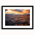 Extra large framed wall art of an abstract depiction of the Grand Canyon in vibrant, colorful tones.