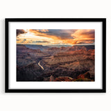 Extra large framed wall art of an abstract depiction of the Grand Canyon in vibrant, colorful tones.