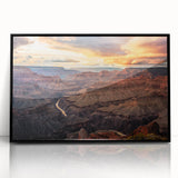 Large abstract wall art depicting the Grand Canyon in muted earth tones on a framed acrylic.