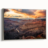 Framed canvas featuring a landscape art painting of the Grand Canyon in vibrant colors, ideal for living room decor.
