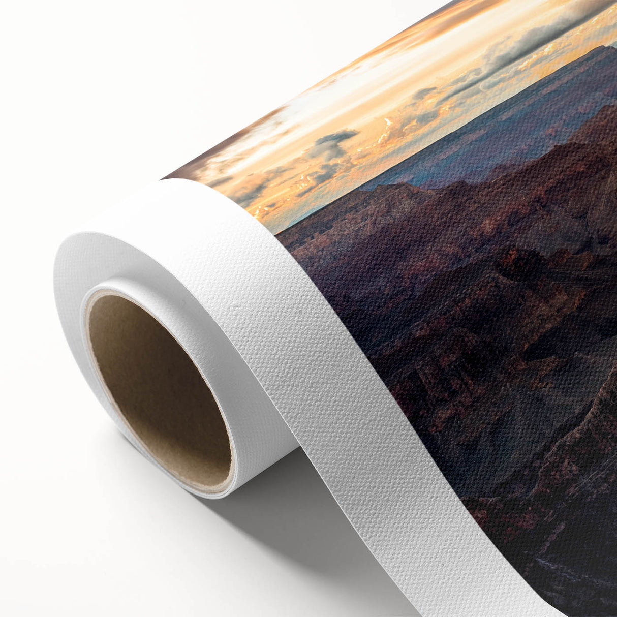 Art Deco style poster of the Grand Canyon in muted earth tones on rolled canvas, ideal for nursery wall art.