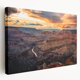 Grand Canyon landscape on large stretched canvas with earthy red and orange tones, ideal for kitchen wall art.