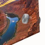 Acrylic print of Horseshoe Bend, Arizona, in muted earth tones, ideal for dining room art.