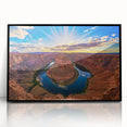 Large abstract wall art of Horseshoe Bend in Arizona, featuring a vivid color palette on a framed acrylic.