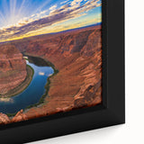 Extra large framed canvas of Horseshoe Bend in Arizona, featuring textured black and colorful art.