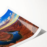 Extra large rolled print depicting Horseshoe Bend, Arizona, in muted earth tones, ideal for large living room wall art.