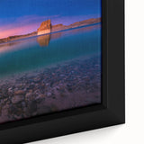 Framed canvas of Lake Powell with textured black edges and vibrant, colorful art.