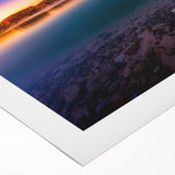 Art deco poster featuring Lake Powell with muted blue and orange tones on rolled canvas, ideal for dining room wall art.