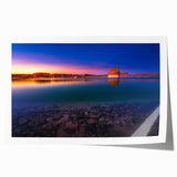 Extra large wall art of Lake Powell in Arizona, featuring vibrant blue and earth tones on a rolled print.