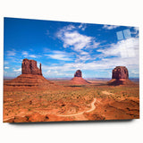 Acrylic print of Monument Valley in muted earth tones, ideal for bedroom or dining room art.