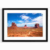 Extra large wall art depicting an abstract rendition of Monument Valley in Arizona, featuring vibrant.