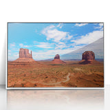 Acrylic print of Monument Valley with vivid sunset colors in art deco style, ideal for modern art wall decor.