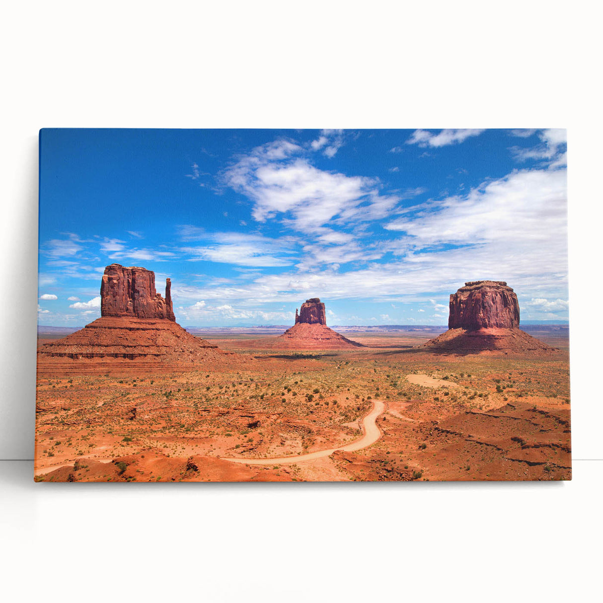Monument Valley landscape in black and white on stretched canvas, ideal for kitchen wall art.