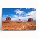 Monument Valley landscape in black and white on stretched canvas, ideal for kitchen wall art.