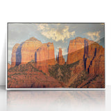 Modern art wall decor featuring a Sedona, Arizona landscape in acrylic with a white frame, ideal for nursery wall decor.