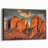 Black and white framed canvas of Sedona landscape, ideal for bedroom wall art with a vintage poster style.