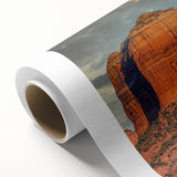 Art deco poster of Sedona landscape in pastel shades on rolled canvas, suitable for nursery wall art or dining room.