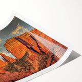Extra large rolled print of Sedona landscape with detailed line art flowers in muted earth tones.