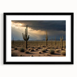 Extra large abstract art print of colorful Sonoran desert scenery on a textured canvas.