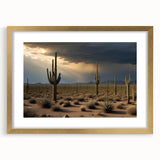 Extra large wall art featuring abstract depiction of Arizona's Sonoran Desert in textured gold tones, framed with mat.