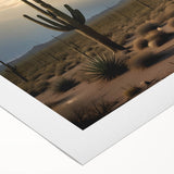 Art deco poster of Arizona's Sonoran desert landscape in earthy tones on rolled canvas, suitable for dining room decor.