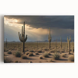 Black and white large art print of the Sonoran Desert on stretched canvas, suitable for kitchen wall art.