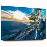 Large abstract wall art depicting an Arkansas landscape in vibrant greens and blues on acrylic glass.