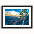 Abstract art print featuring vibrant, textured colors of an Arkansas scenery on a large framed canvas.