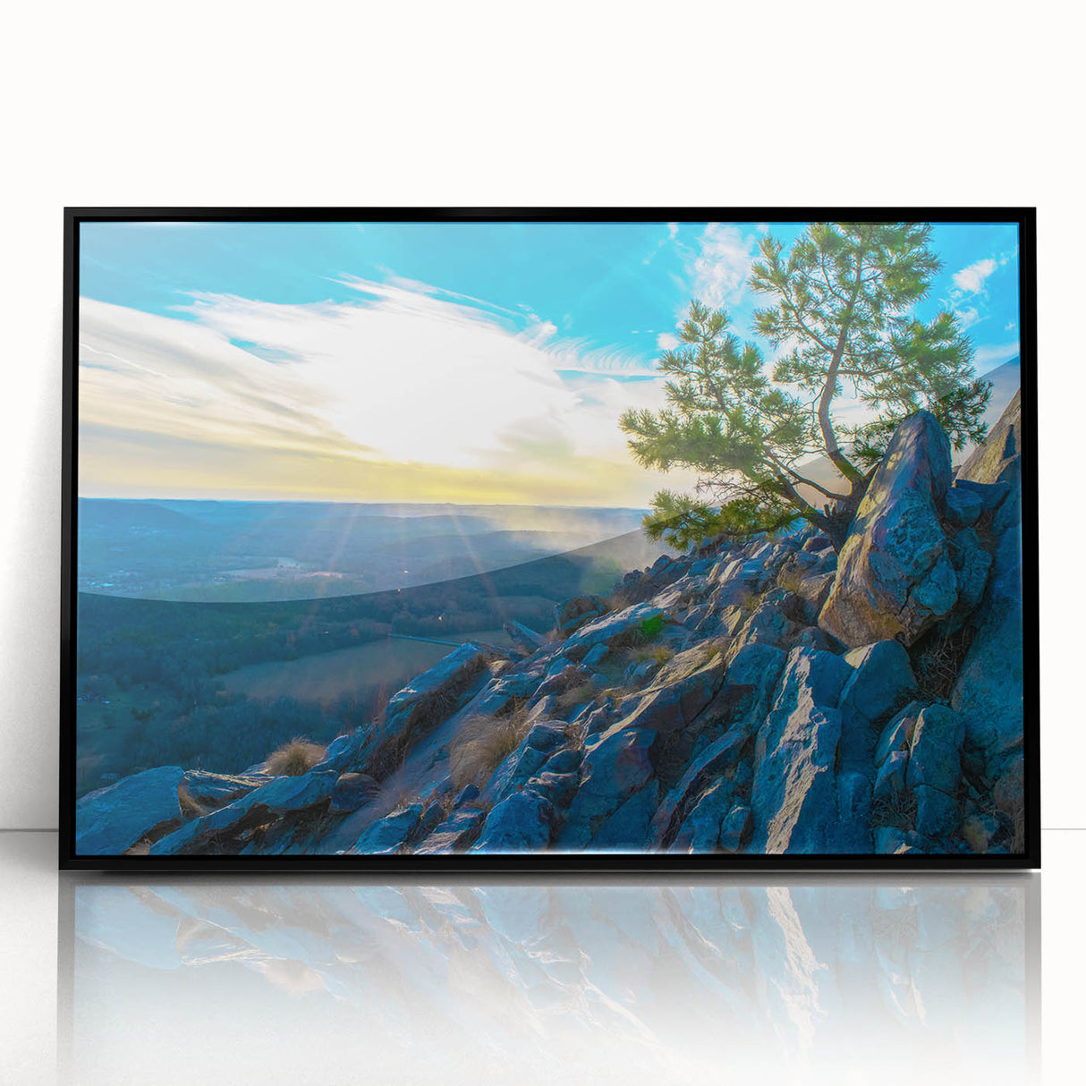 Large abstract wall art depicting an Arkansas landscape in muted earth tones on a framed acrylic.