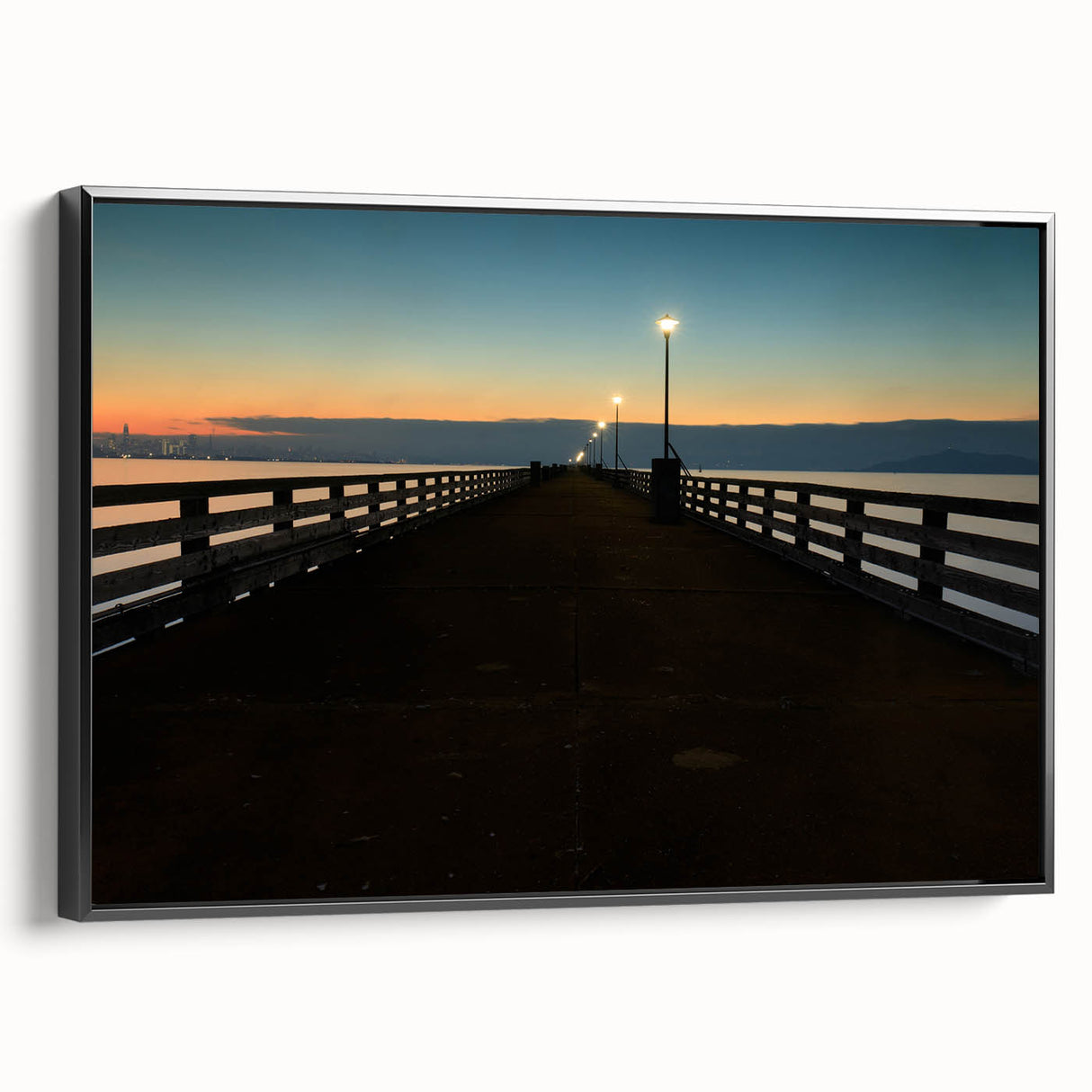 Black and white framed canvas of a vintage-style Berkeley landscape, ideal for bedroom wall art.