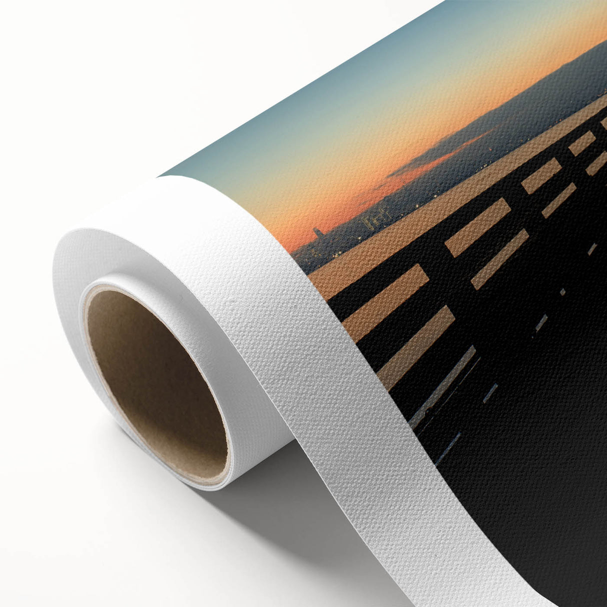Art deco poster of Berkeley scenery on rolled canvas, featuring soft pastel hues, ideal for nursery wall art.