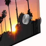 Large abstract wall art depicting Beverly Hills in muted earth tones on acrylic glass, ideal for dining room ambiance.