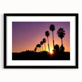Extra large abstract art print of textured, colorful art depicting Beverly Hills scenery, in a black frame.