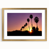 Extra large abstract art print of Beverly Hills scenery in muted gold and beige tones, framed with a gold mat.