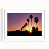 Abstract art print of Beverly Hills with muted pastel colors on a white framed canvas, ideal for dining room decor.