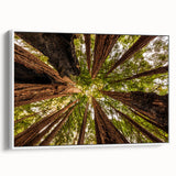 Vintage poster art of California's Big Sur in colorful hues on a large framed canvas, ideal for living room decor.