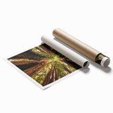 Rolled print of Big Sur coastline in subdued earth tones, suitable as extra large wall art for a classy bathroom.