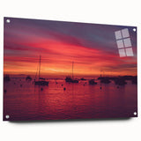 Large abstract wall art of Catalina, California in muted blue and green tones on acrylic glass.