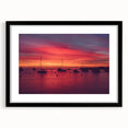 Extra large abstract art print of Catalina, California, in vibrant colors and textured style, framed in black.