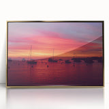 Large art print of Catalina, California scenery in mid-century modernist style, framed in gold acrylic.