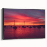 Black and white framed canvas of Catalina landscape, vintage poster style, ideal for bedroom wall art.