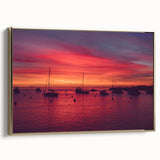 Framed canvas depicting a vintage-style California Catalina landscape in muted gold and black tones.