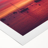 Art deco poster of California's Catalina scenery in muted blue and beige tones on rolled canvas.