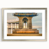 Textured abstract art print of a Californian scenery in muted earth tones, framed in silver, ideal for bedroom art.